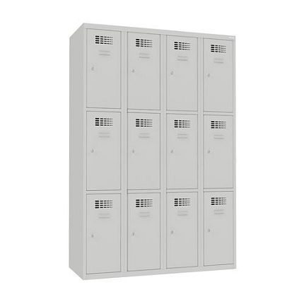 Svařovaná šatní skříň Will, 12 boxů, cylindrický zámek, šedá/šedá