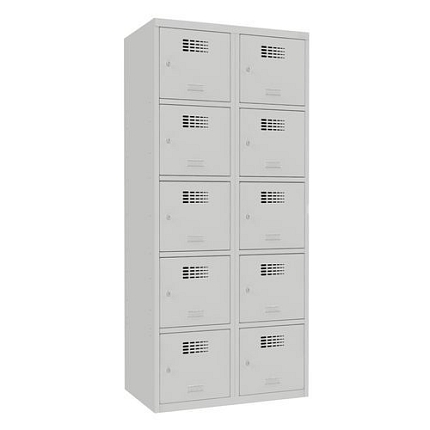 Svařovaná šatní skříň Samuel, 10 boxů, cylindrický zámek šedá/šedá