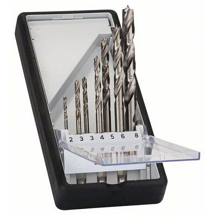 Bosch - 7dílná sada spirálových vrtáků do dřeva Robust Line, šestihranná stopka 2; 3; 3; 4; 5; 6; 8 mm