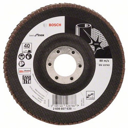 Bosch - Lamelový brusný kotouč X581, Best for Inox 125 mm, 22,23 mm, 40, 10 BAL