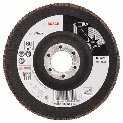 Bosch - Lamelový brusný kotouč X581, Best for Inox 125 mm, 22,23 mm, 80, 10 BAL