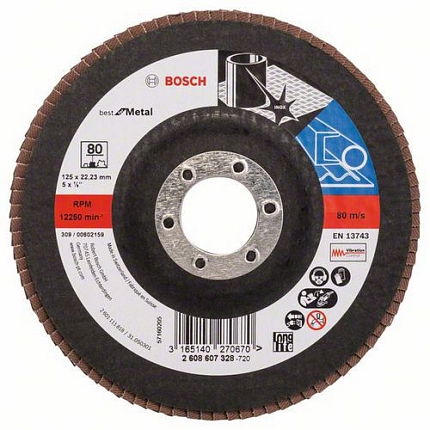 Bosch - Lamelový brusný kotouč X571, Best for Metal 125 mm, G80, rovný, 10 BAL