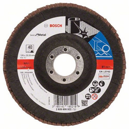 Bosch - Lamelový brusný kotouč X571, Best for Metal 125 mm, G40, lomený, 10 BAL