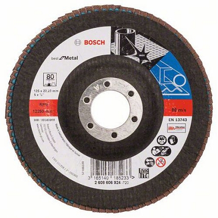 Bosch - Lamelový brusný kotouč X571, Best for Metal 125 mm, G80, lomený, 10 BAL