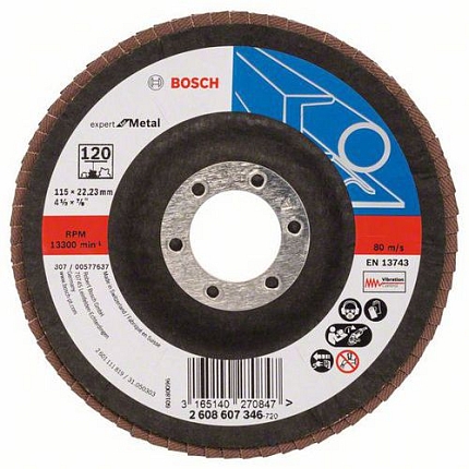 Bosch - Lamelový brusný kotouč X551, Expert for Metal 115 mm, G120, lomený, 10 BAL