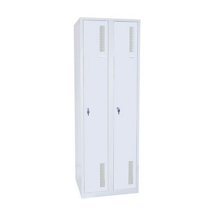 Svařovaná šatní skříň DURO SAFE, 2 oddíly, šedá/šedá