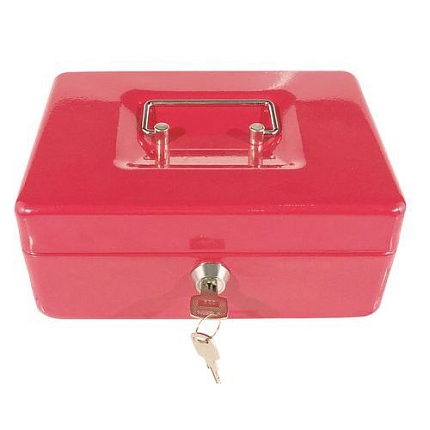 Přenosná pokladna, 3 přihrádky, červená