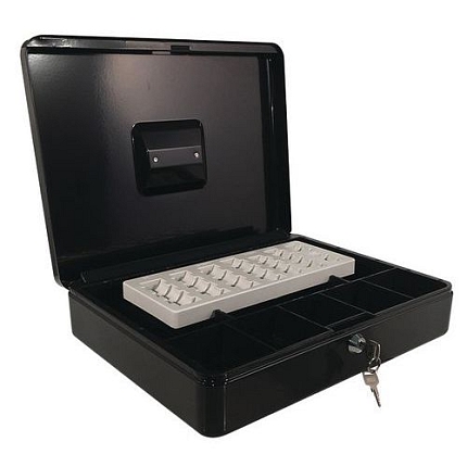 Přenosná pokladna s EUR mincovníkem, 9 přihrádek, černá