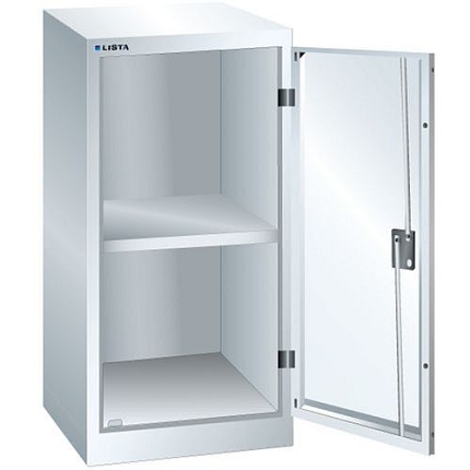 Dílenská skříň LISTA s policemi, 500x500x1000mm, 2 police, bílá