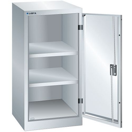 Dílenská skříň LISTA s policemi, 500x500x1000mm, 2 police, šedá