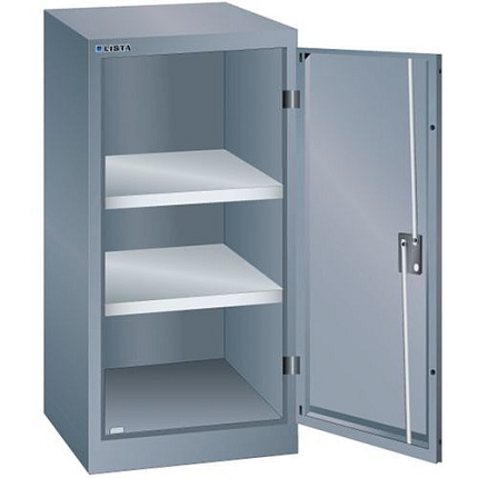 Dílenská skříň LISTA s policemi, 500x500x1000mm, 2 police,tmavě šedá