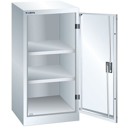 Dílenská skříň LISTA s policemi, 500x500x1000mm, 2 police, bílá