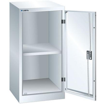 Dílenská skříň LISTA s policí, 500x580x1000mm, nosnost 60kg, bílá