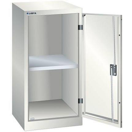 Dílenská skříň LISTA s policí, 500x580x1000mm, nosnost 60kg, světle šedá