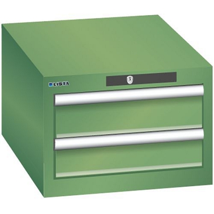 Dílenská zásuvková skřín Lista, 2 zásuvky - 2 x 100mm, zelená