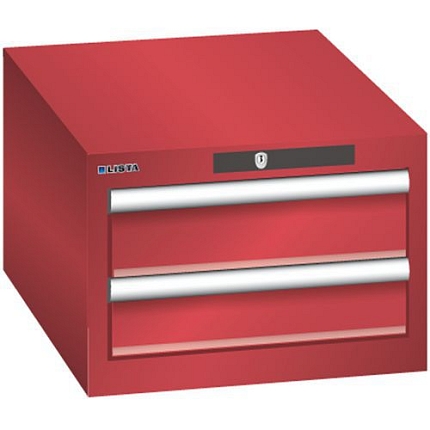 Dílenská zásuvková skřín Lista, 2 zásuvky - 2x 100mm, červená