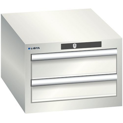 Dílenská zásuvková skřín Lista, 2 zásuvky - 2x 100mm, světle šedá