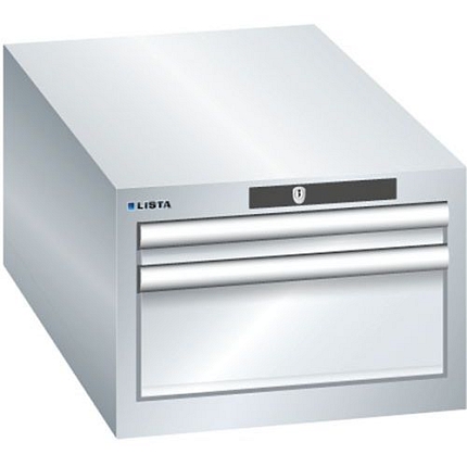 Dílenská zásuvková skříň Lista, 2 zásuvky: 1x50mm + 1x150mm 411x725x283, šedá