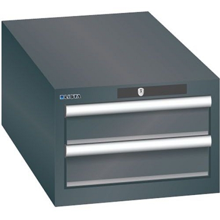 Dílenská zásuvková skříň Lista, 2 zásuvky: 2x100mm, 411x725x283 mm, černá