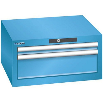 Dílenská zásuvková skříň Lista, 2 zásuvky: 1x 50 +1x 150 mm, světle modrá