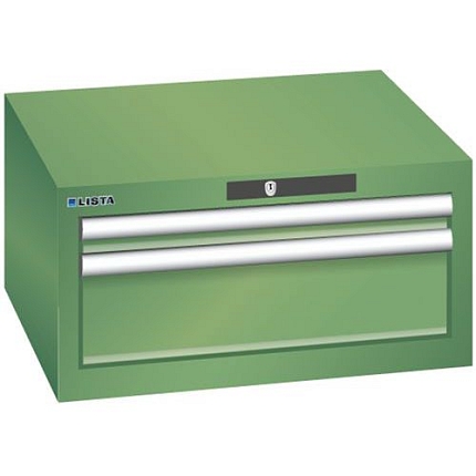 Dílenská zásuvková skříň Lista, 2 zásuvky: 1x 50 +1x 150 mm, zelená