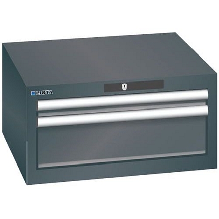 Dílenská zásuvková skříň Lista, 2 zásuvky: 1x50 + 1x 150mm, černá