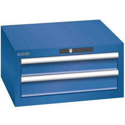 Dílenská zásuvková skříň Lista, 2 zásuvky: 2x 100 mm, tmavě modrá