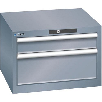 Dílenská zásuvková skříň Lista, 2 zásuvky, 564x572x383mm, tmavě šedá