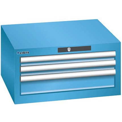 Dílenská zásuvková skříň Lista, 3 zásuvky: 2x50 + 1x 100mm, světle modrá
