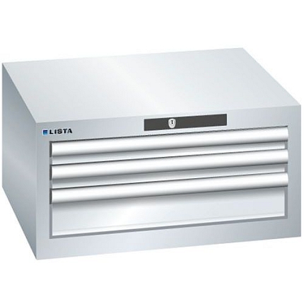 Dílenská zásuvková skříň Lista, 3 zásuvky: 2x50 + 1x 100mm, šedá