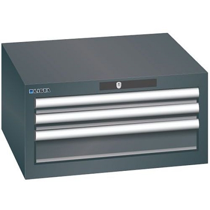 Dílenská zásuvková skříň Lista, 3 zásuvky: 2x50 + 1x 100mm, černá