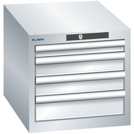 Dílenská zásuvková skřín Lista, 4 zásuvky, šedá/stříbrná