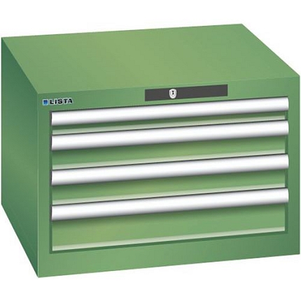Dílenská zásuvková skříň Lista, 4  zásuvky, 564x572x383mm, zelená