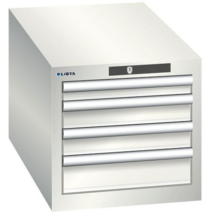 Dílenská zásuvková skřín Lista, 4 zásuvky , 411x725x383 mm, světle šedá