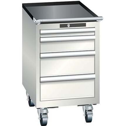 Mobilní dílenská zásuvková skříň Lista, 4 zásuvky, světle šedá