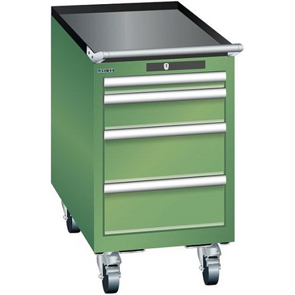 Mobilní dílenská zásuvková skříň Lista, 4 zásuvky, 411x725x723 mm, zelená