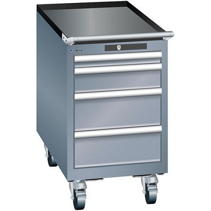 Mobilní dílenská zásuvková skříň Lista, 4 zásuvky, 411x725x723 mm, tmavě šedá