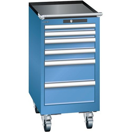 Mobilní dílenská zásuvková skříň Lista, 6 zásuvek, modrá