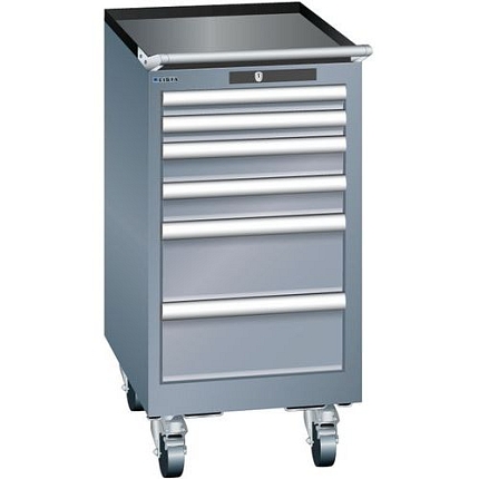 Mobilní dílenská zásuvková skříň Lista, 6 zásuvek, tmavě šedá