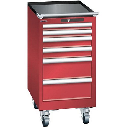 Mobilní dílenská zásuvková skříň Lista, 6 zásuvek, červená