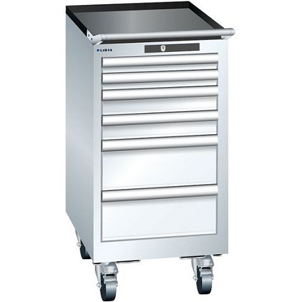 Mobilní dílenská zásuvková skříň Lista, 6 zásuvek, bílá