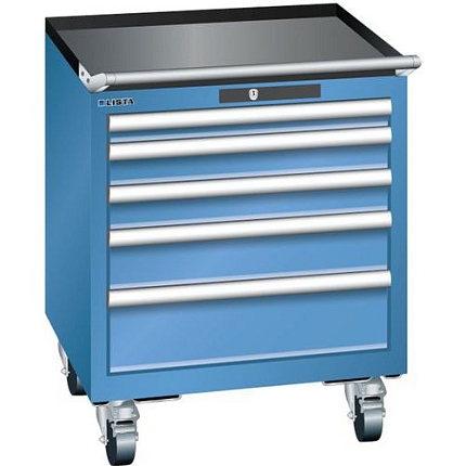 Mobilní dílenská zásuvková skříň LISTA, 411x725x723 mm, 5 zásuvek, modrá