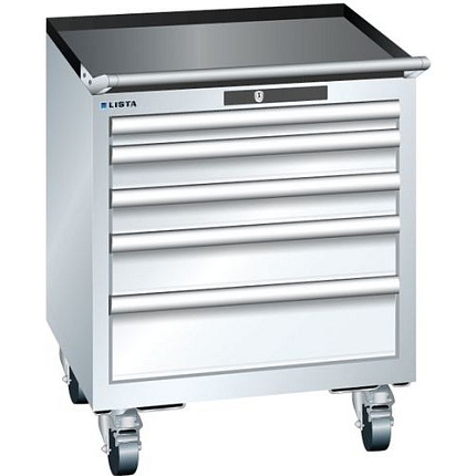 Mobilní dílenská zásuvková skříň LISTA, 411x725x723 mm, 5 zásuvek, bílá