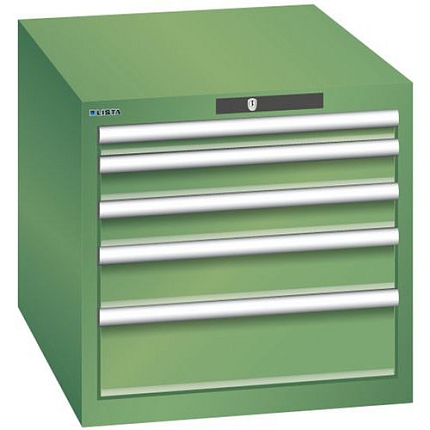 Dílenská zásuvková skříň LISTA, 564x725x533mm, 5 zásuvky, zelená