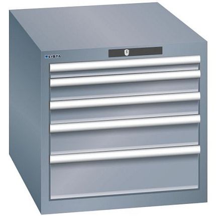 Dílenská zásuvková skříň LISTA, 564x725x533mm, 5 zásuvky, tmavě šedá