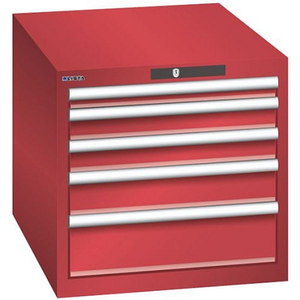 Dílenská zásuvková skříň LISTA, 564x725x533mm, 5 zásuvky, červená