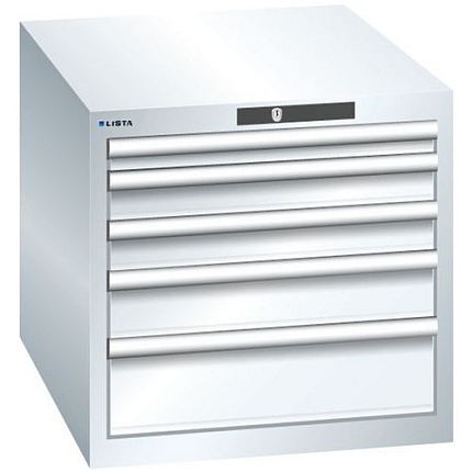 Dílenská zásuvková skříň LISTA, 564x725x533mm, 5 zásuvky, bílá