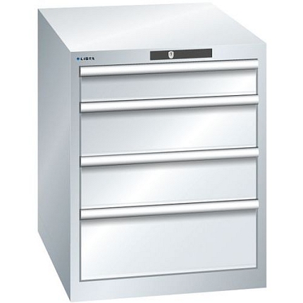 Dílenská zásuvková skříň LISTA, 564x725x700 mm, 4 zásuvky, šedá