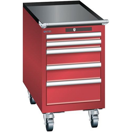 Mobilní dílenská zásuvková skříň Lista, 5 zásuvek, 411x725x723 mm, červená