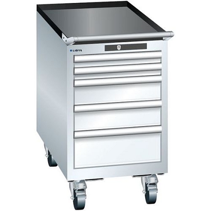 Mobilní dílenská zásuvková skříň Lista, 5 zásuvek, 411x725x723 mm, bílá